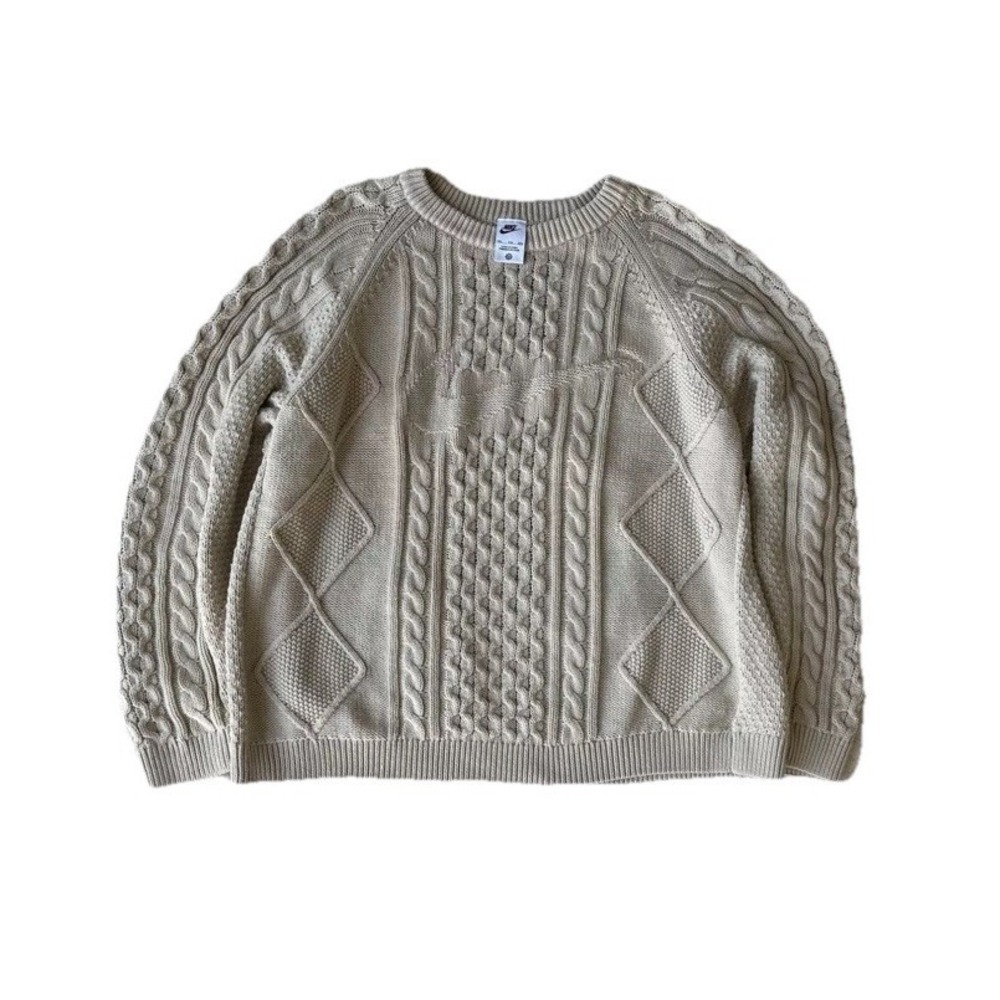 Nike Life Cable Knit Sweater Rattan Sportswear | DQ5176-206 Size Large